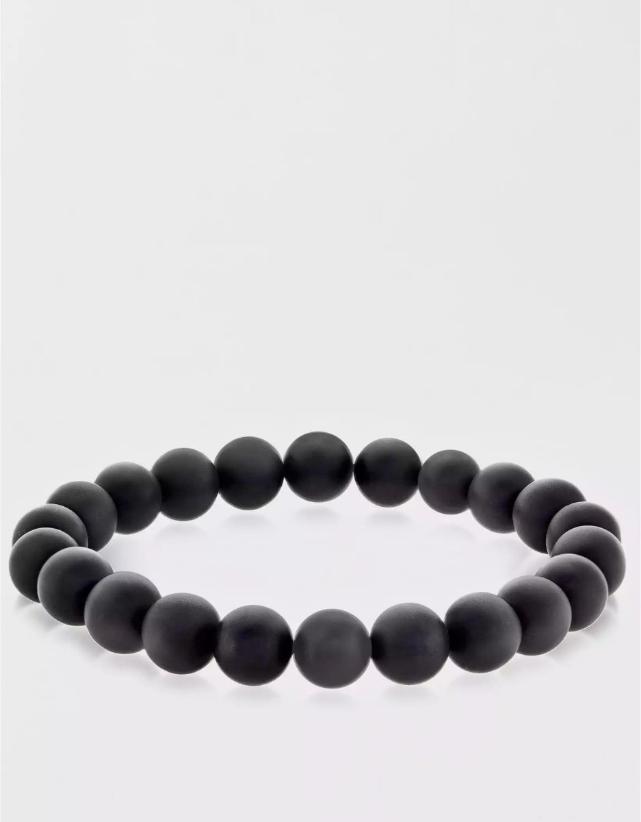 Bijoux American Eagle Natural Stone Beaded Bracelet Noir Homme | HAK-85735117